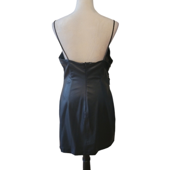 NWOT Zara Black Faux Leather Mini Dress Size XL - Picture 3 of 4